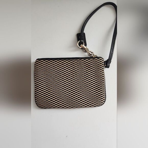 COACH Black and Tan Checkered Wristlet Wallet - Picture 2 of 8